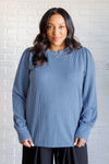 When the Sun Goes Down Mineral Wash Ribbed Knit Top in Vintage Denim*