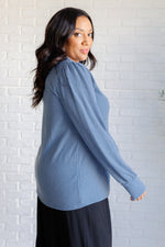 When the Sun Goes Down Mineral Wash Ribbed Knit Top in Vintage Denim*