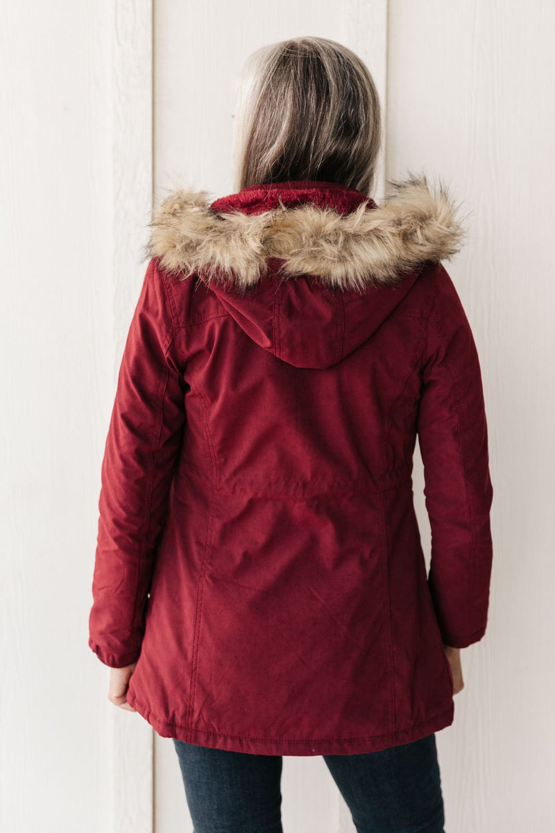 Doorbuster Winter Warm Coat In Wine Womens