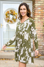 Worthwhile Moment Floral Tiered Dress In Olive Womens