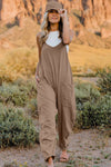 V-Neck Sleeveless Jumpsuit with Pockets**