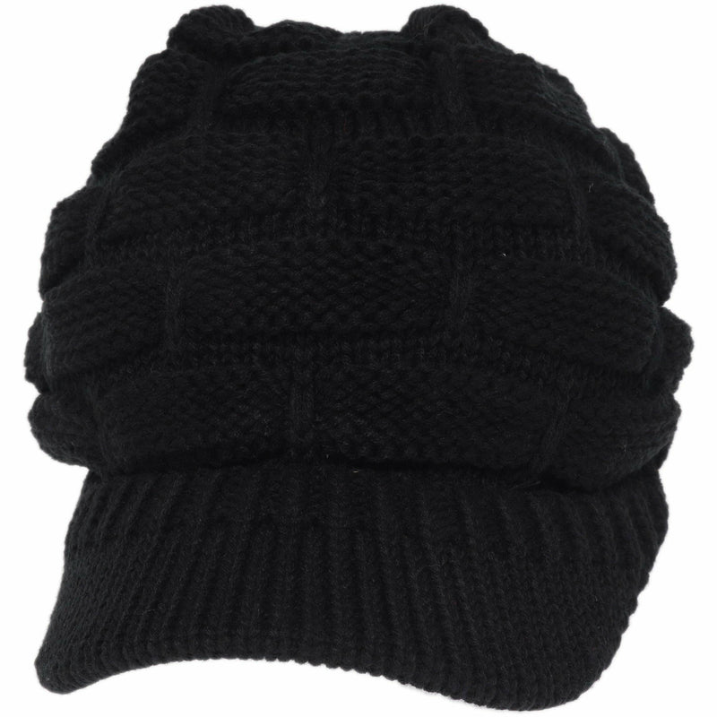 C.C Beanie - Ribbed Knit Hat with Brim: Dk. Grey