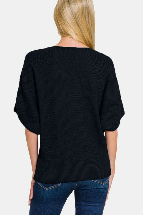 V-Neck Short Sleeve Dolman Sweater