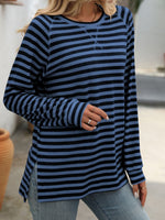 Striped Round Neck Long Sleeve T-Shirt