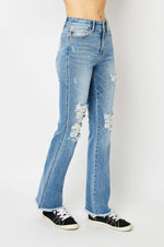 Judy Blue Distressed Raw Hem Bootcut Jeans