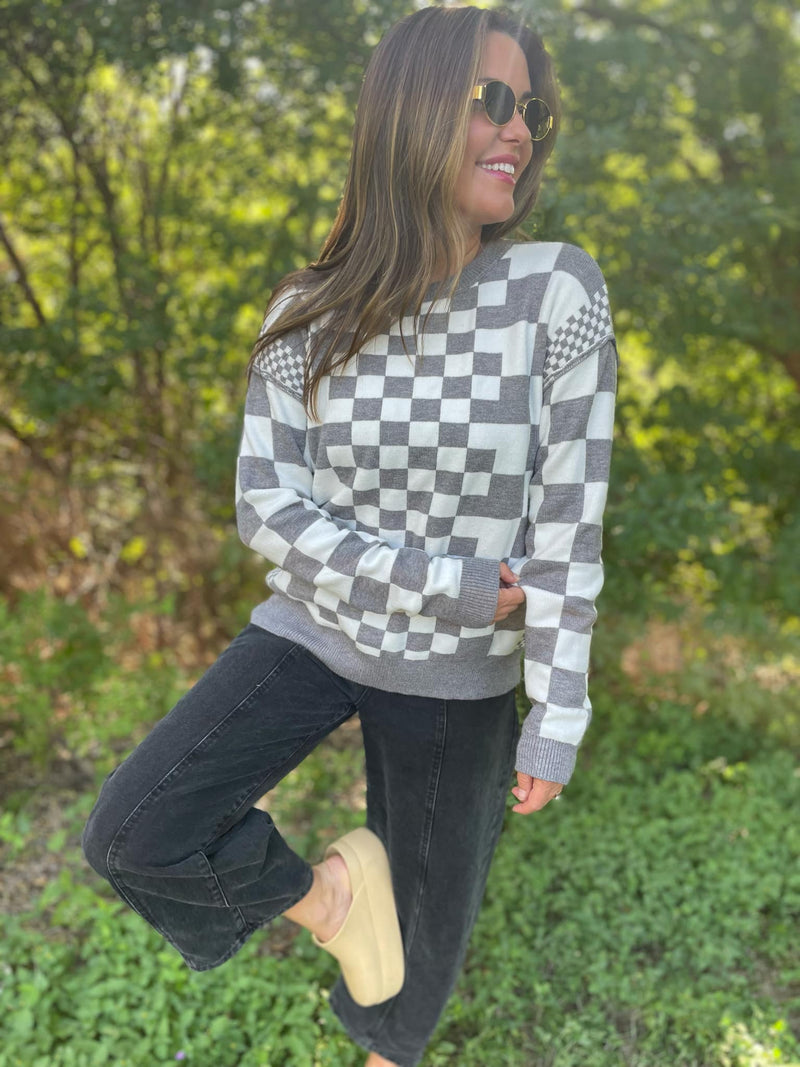 All Checkered Out Sweater in Four Colors