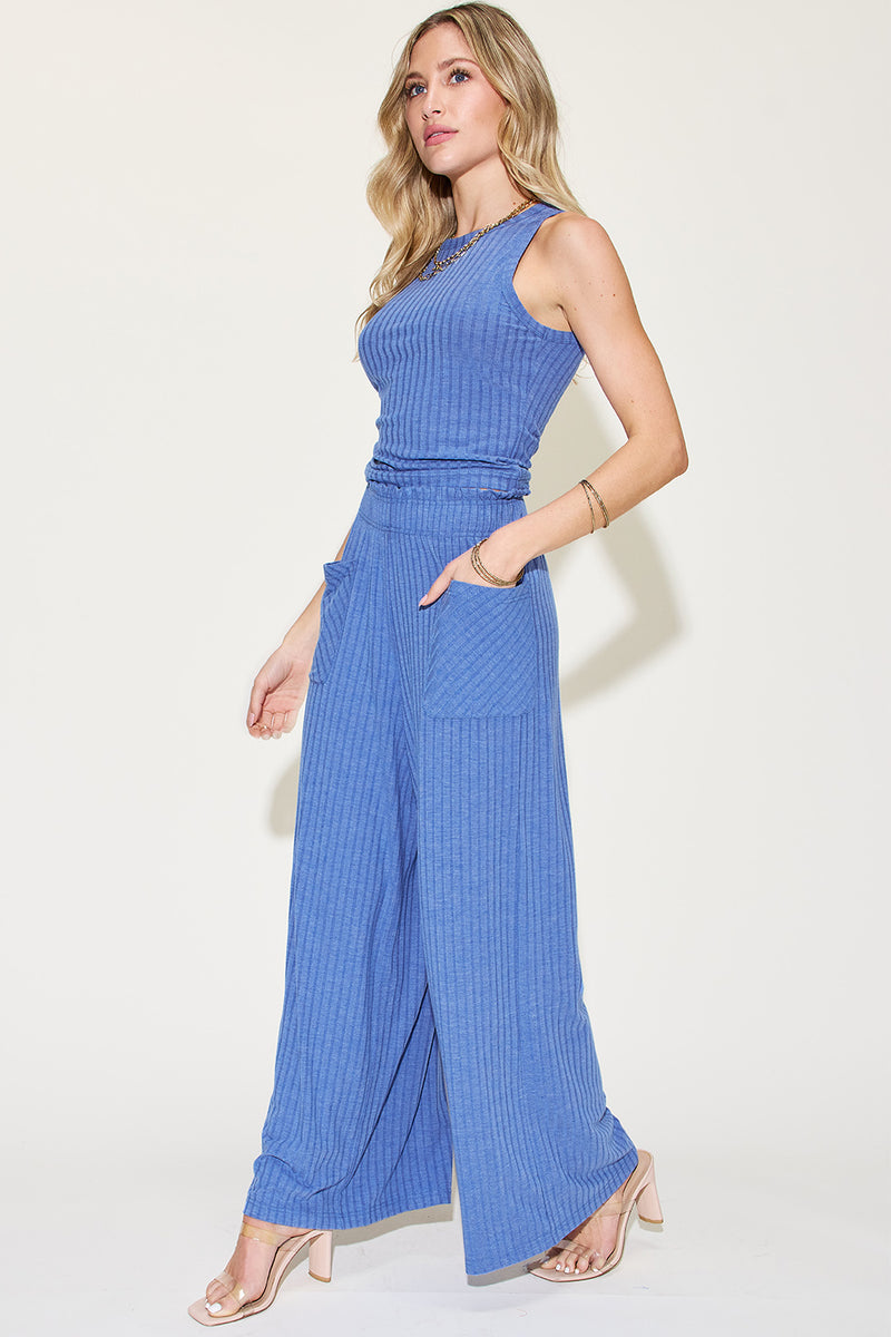 Ribbed Tank and Wide Leg Pants Set*