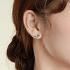 Blue Enamel Dragonfly Stud Earrings in 925 Sterling Silver