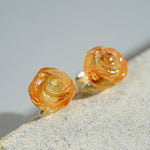 Perimade & Co. LLC - Tiny Crystal Rose Flower Stud Earring in 925 Sterling Silver: Yellow