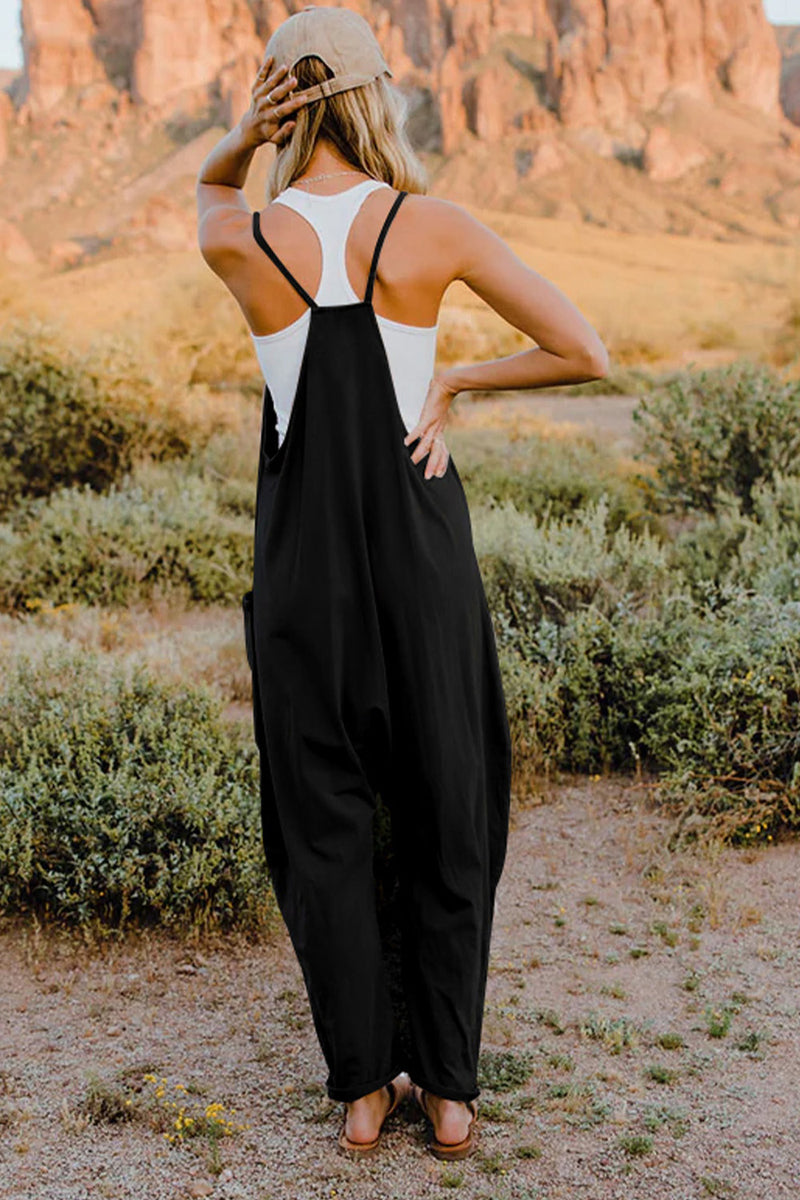 V-Neck Sleeveless Jumpsuit with Pockets**