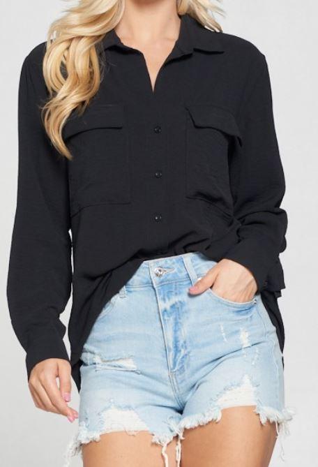 Every Girls Go-To Black Button Down Womens