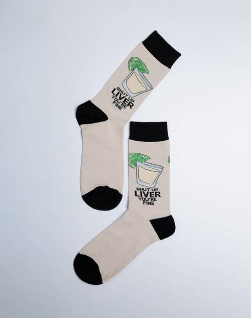 Men's Shut Up Liver You're Fine Tequila Crew Socks