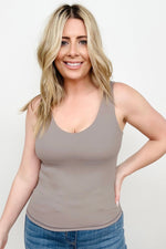 11 Colors - Fawnfit Medium Length Lift Tank 2.0 With Built-In Bra Taupe / S Tops & Camis