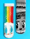 Pals Socks - Rainbowface & Mr. Gray Mismatched Kids Non-Slip Socks