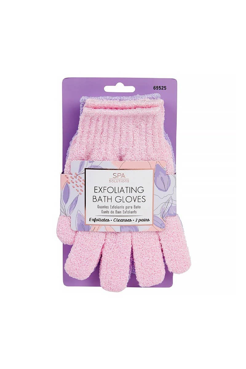 Pink & Lavender Exfoliating Bath Gloves Set