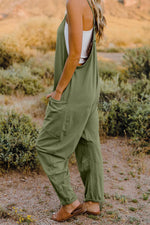 V-Neck Sleeveless Jumpsuit with Pockets**