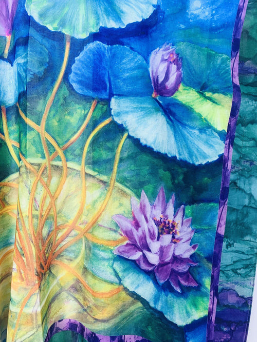 Green-Purple Lotus Kimono