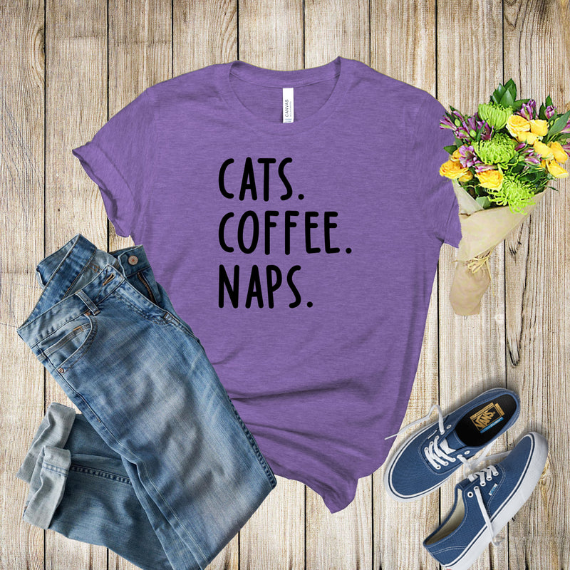 Graphic Tee - Cats Coffee Naps