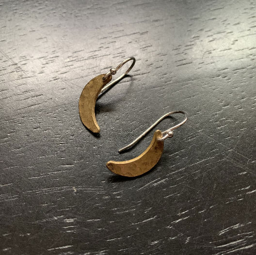 Jennifer Kahn Jewelry - Tiny Moon Earrings Brass
