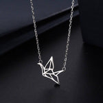 Japanese Orizuru Crane Charm Necklace in 925 Sterling Silver: Rose gold