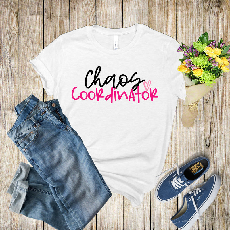 Graphic Tee - Chaos Coordinator Pink Text