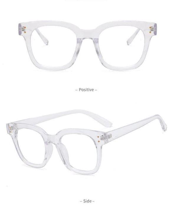 Adult Blue Lens Glasses: Clear Frames