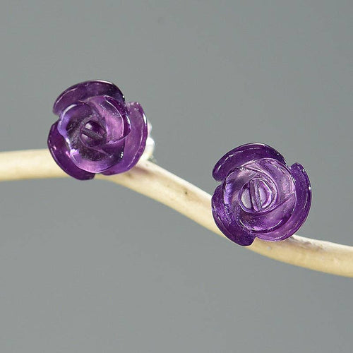 Perimade & Co. LLC - Tiny Crystal Rose Flower Stud Earring in 925 Sterling Silver: Yellow