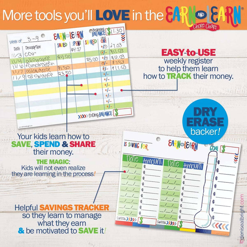 Denise Albright® - Earn & Learn® Kids Money Management Chore Chart | Open Stock: Kickin' Colors