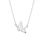 Japanese Orizuru Crane Charm Necklace in 925 Sterling Silver: Rose gold