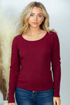 Wine Long Sleeve Solid Knit Top