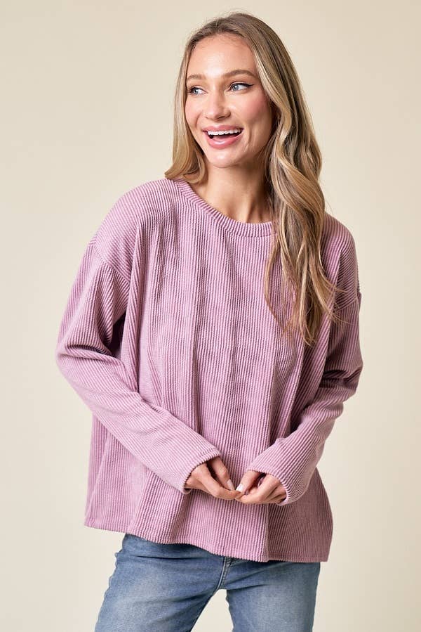 Moa Rib Top: MAUVE