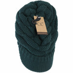 C.C Beanie - Ribbed Knit Hat with Brim: Deep Pine