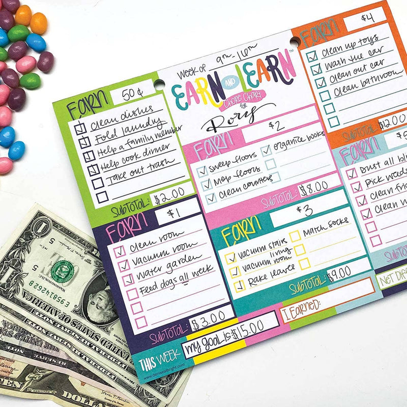 Denise Albright® - Earn & Learn® Kids Money Management Chore Chart | Open Stock: Kickin' Colors