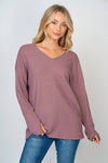 Dusty Mauve Long Sleeve Solid Knit Top