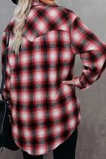 Plaid Collared Neck Long Sleeve Shirt