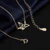 Japanese Orizuru Crane Charm Necklace in 925 Sterling Silver: Rose gold