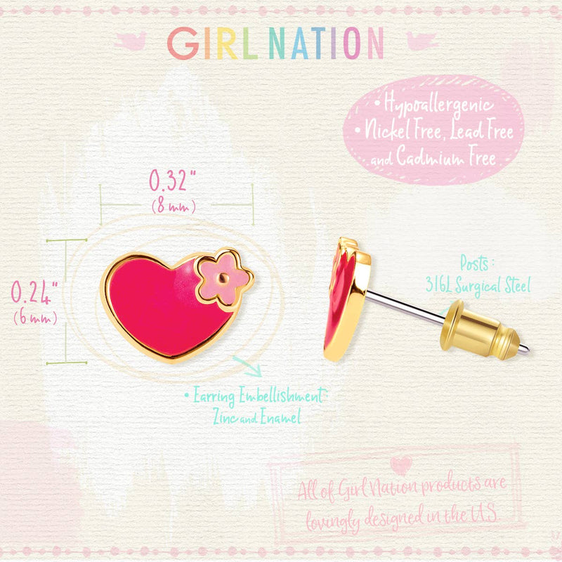 Girl Nation - Hearts and Flowers Cutie Stud Earrings