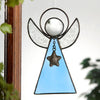 Blue Iridescent Stained Glass Angel Christmas Ornament