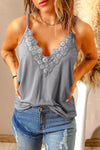 Lace Trim V-Neck Cami Top**