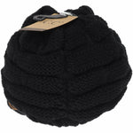 C.C Beanie - Ribbed Knit Hat with Brim: Black