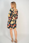 Three Quarter Sleeve Floral Print Knit Dress