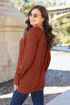 Ribbed Round Neck Long Sleeve Knit Top