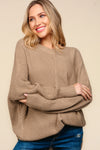 Side Slit Texture Asymmetric Sweater in Taupe