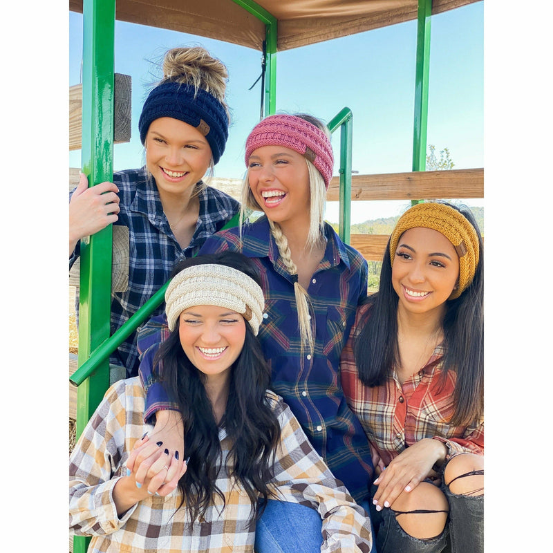 Beanie Solid Ribbed Headwrap Denim - Main Image