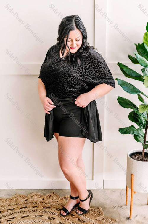 High Rise Skirt With Attached Shorts In Jet Black**