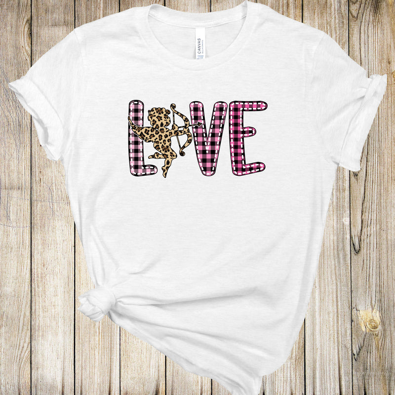 Graphic Tee - Love Cupid Leopard & Plaid