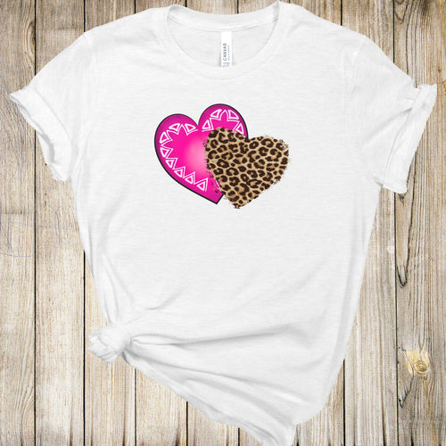 Graphic Tee - Pink Heart Leopard