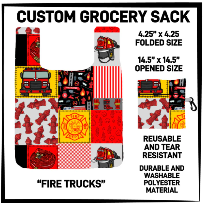 Fire Trucks Grocery Sack