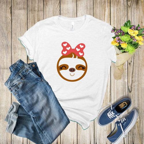 Graphic Tee - Sloth With Heart Bow