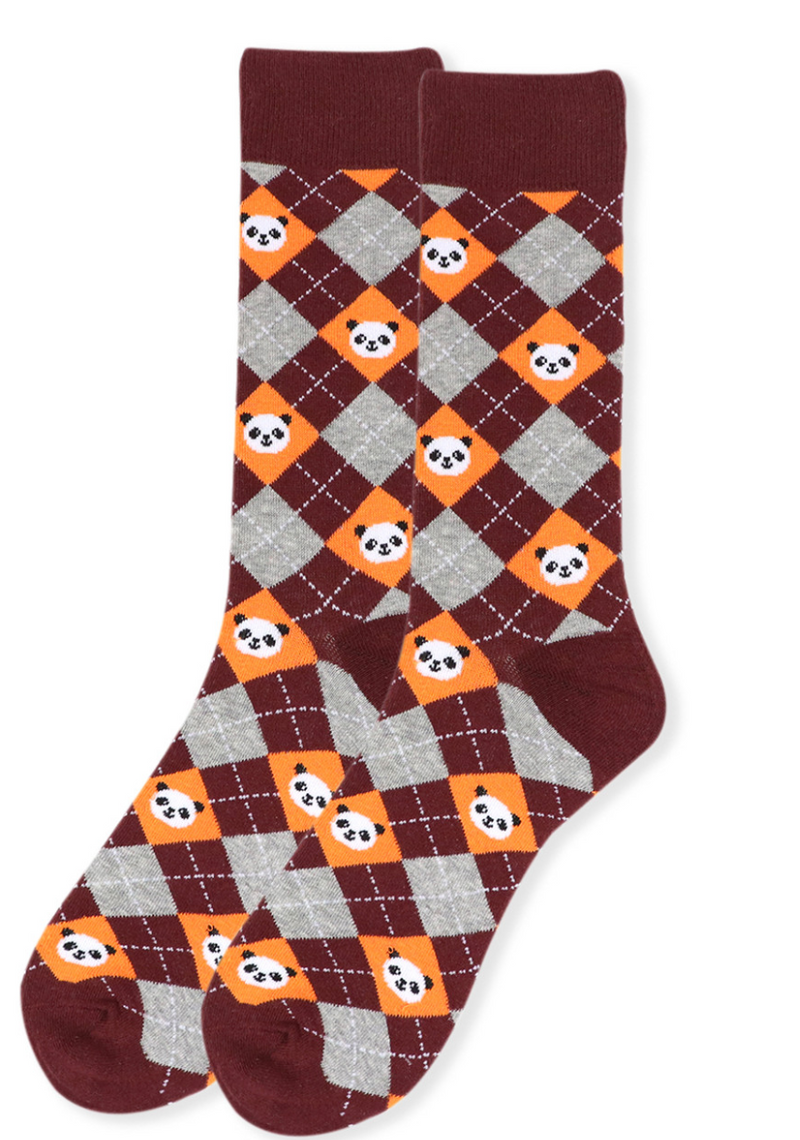 Men's Novelty Sock - Panda Argyle